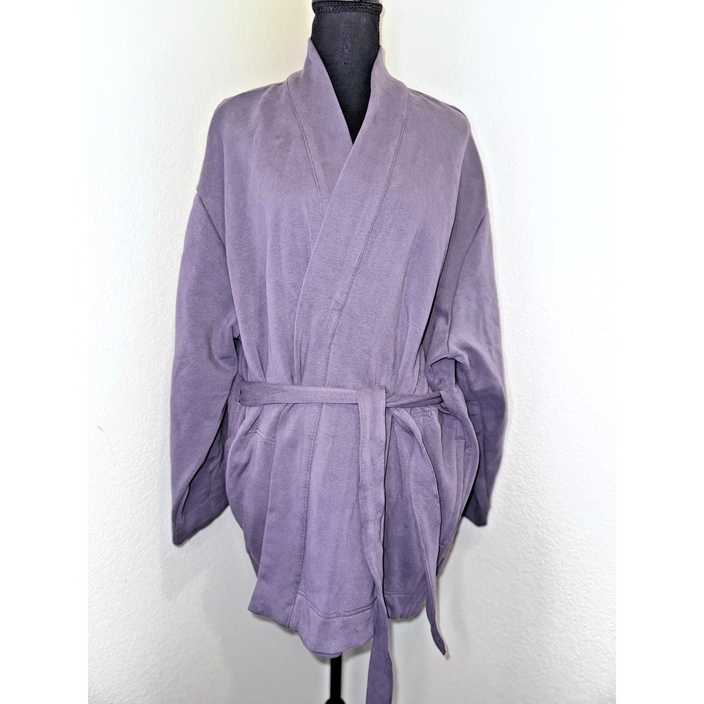 Athleta Short Robe Belted Cardigan Wrap Purple Size L/XL NWOT